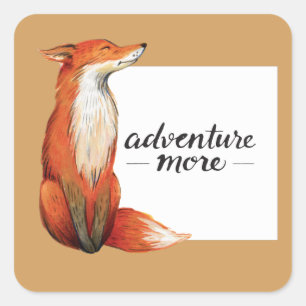 adventure more fox square sticker