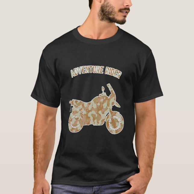 Adventure Motorcycle Biker Off Road Rider Camoufla T-Shirt (Front)