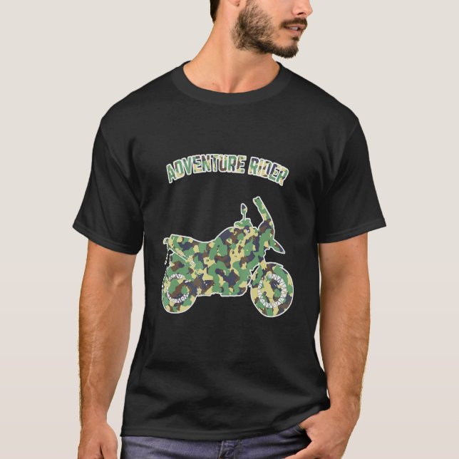 Adventure Motorcycle Biker Off Road Rider Camoufla T-Shirt (Front)