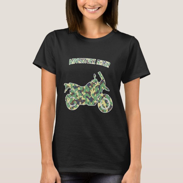 Adventure Motorcycle Biker Off Road Rider Camoufla T-Shirt (Front)