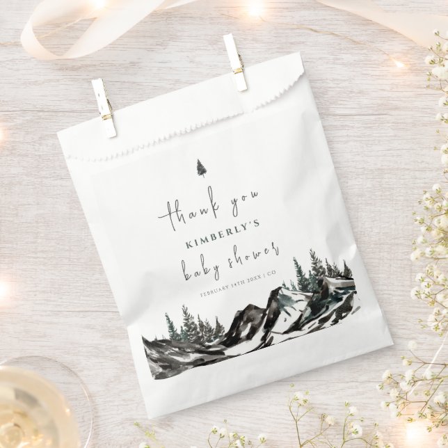 Adventure Mountain Forest Baby Shower Thank You Favour Bag (Clipped)