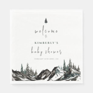 Adventure Mountain Forest Baby Shower Welcome Napkin