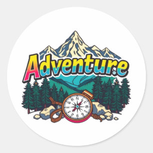 Adventure Mountain – Outdoor Hiking Nature Design Classic Round Sticker
