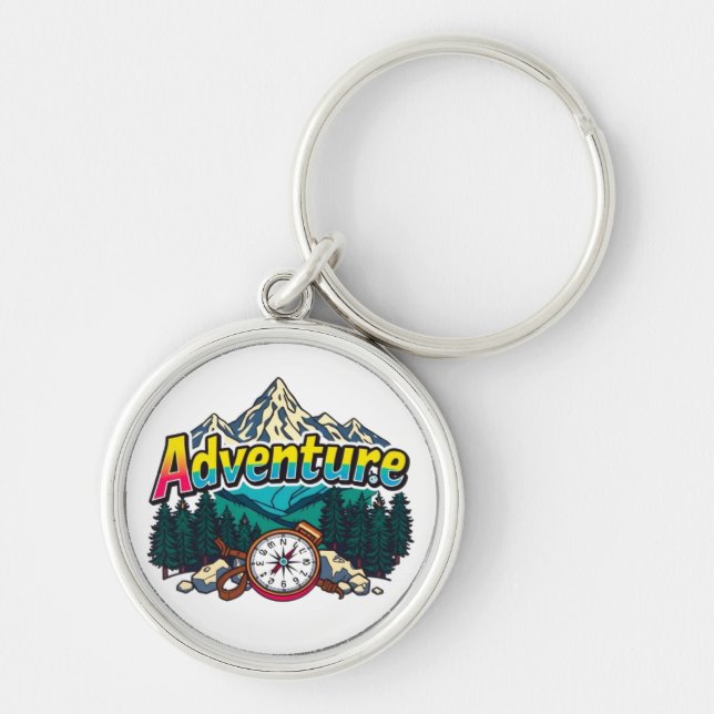 Adventure Mountain – Outdoor Hiking Nature Design  Key Ring (Front)