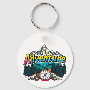 Adventure Mountain – Outdoor Hiking Nature Design Key Ring