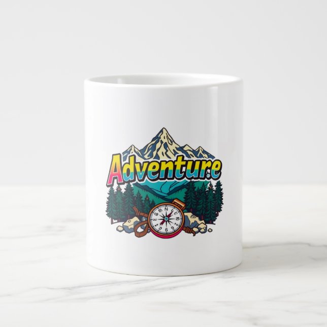 Adventure Mountain – Outdoor Hiking Nature Design  Large Coffee Mug (Front)