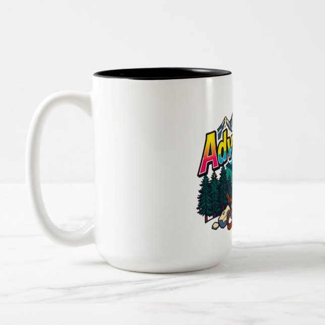Adventure Mountain – Outdoor Hiking Nature Design  Two-Tone Coffee Mug (Left)