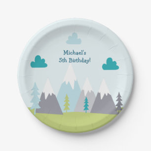 Adventure Mountains Birthday Party Plate