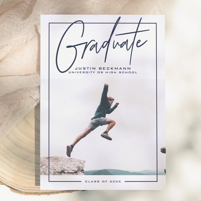 Adventure | Navy Photo Graduation Announcement (Creator Uploaded)