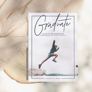 Adventure   Navy Photo Graduation Announcement