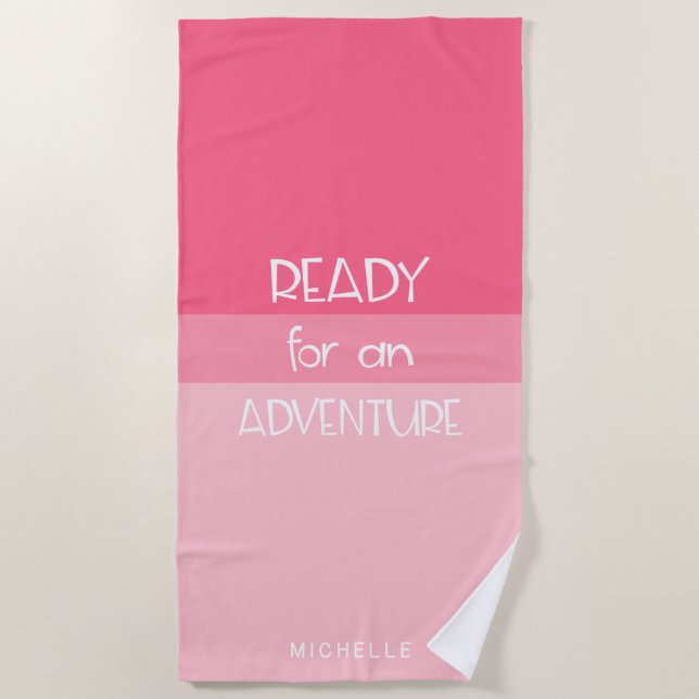 Adventure Ombre Pink | Monogram Beach Towel (Front)