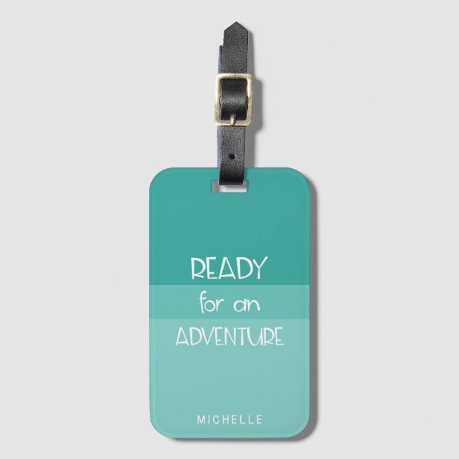 Adventure Ombre Teal | Monogram Luggage Tag (Front Vertical)