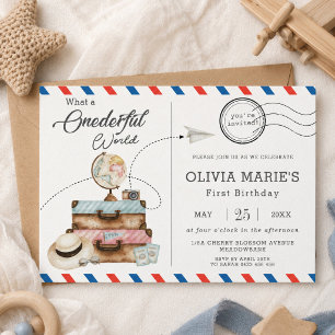 Adventure Onederful Travel Voyage Postage Mail Invitation