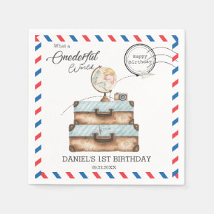 Adventure Onederful Travel Voyage Postage Mail Napkin