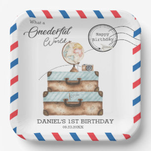 Adventure Onederful Travel Voyage Postage Mail Paper Plate