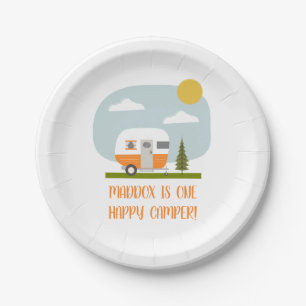 Adventure Orange Camper Birthday Paper Plates