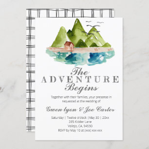 Adventure outdoor mountain wedding invitation