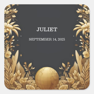 Adventure Passport Boarding Pass Bridal Shower Square Sticker
