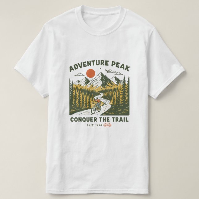 Adventure Peak Conquer the Trail Mountain Biking A T-Shirt (Design Front)
