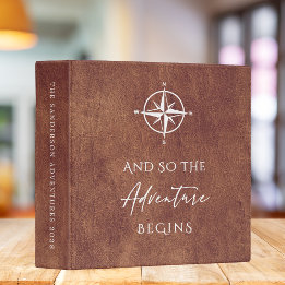 Adventure Personalised Brown Leather 3 Ring Binder