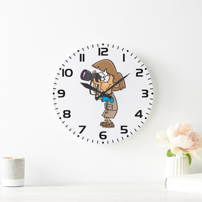 Adventure Photographer Boy with Camera Large Clock (Creator Uploaded)