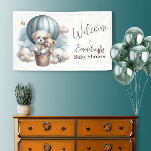 Adventure Puppy Bear Balloon Baby Shower Welcome Banner