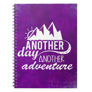 Adventure Quote - Mountains on Purple Background Notebook