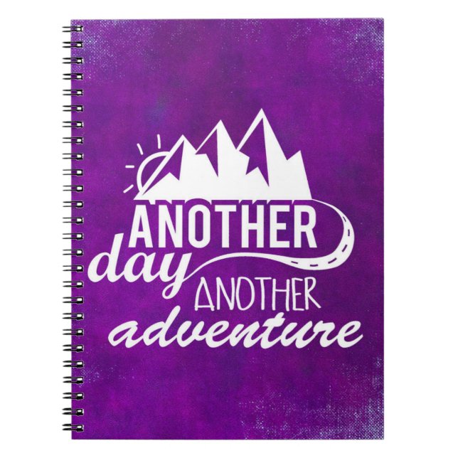 Adventure Quote - Mountains on Purple Background Notebook (Front)