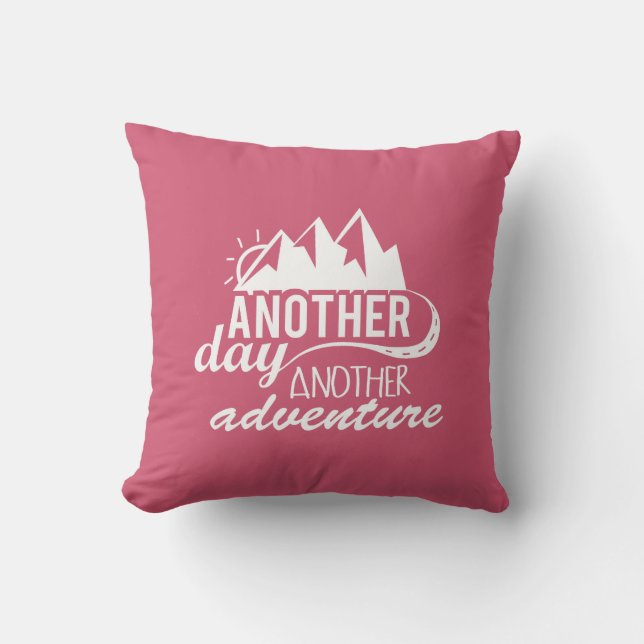 Adventure Quote  with Mountains and Sun Cushion (Front)