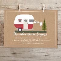 Adventure Red Trailer Camper Woodland Baby Shower