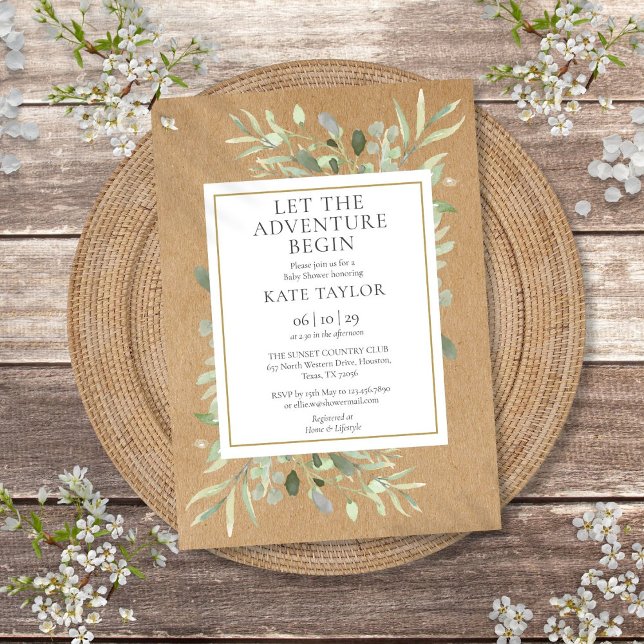 Adventure Rustic Baby Shower Greenery Invitation (Adventure Rustic Baby Shower Greenery Invitation)