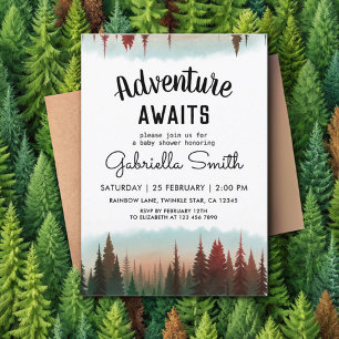 Adventure Rustic Forest Baby Shower Invitation