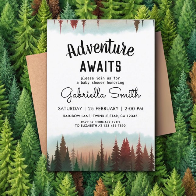 Adventure Rustic Forest Baby Shower Invitation (Creator Uploaded)