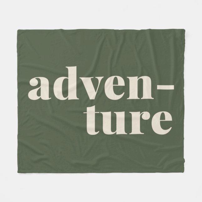Adventure | Simple Inspirational Quote Green Fleece Blanket (Front (Horizontal))