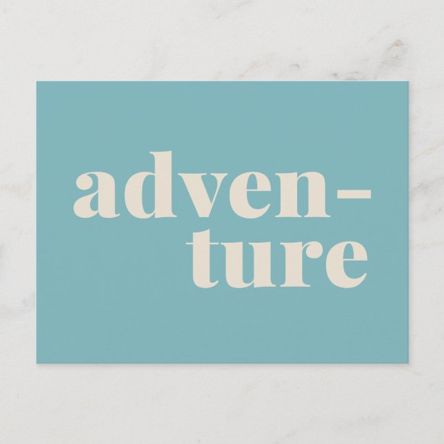 Adventure | Simple Inspirational Travel Quote Blue Postcard (Front)