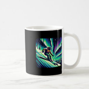 Adventure Skiing Under Northern Lights Coffee Mug