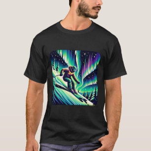 Adventure Skiing Under Northern Lights T-Shirt
