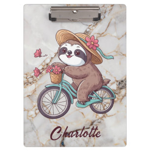 Adventure Sloth On A Bike Ride Personalised Name  Clipboard