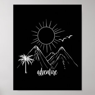 Adventure Sunrise Mountains Hiking Camping Camper Poster
