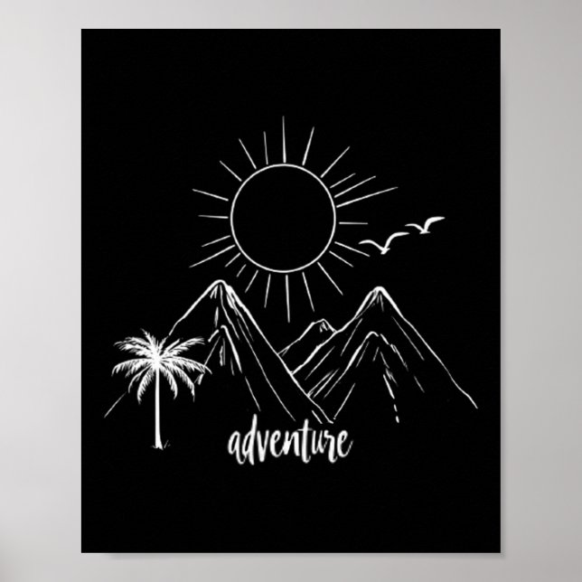 Adventure Sunrise Mountains Hiking Camping Camper  Poster (Front)