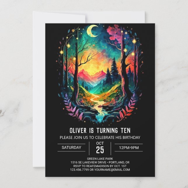 Adventure Timberland Whimsical Birthday Invitation (Front)