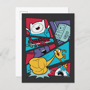 Adventure Time Action Panel Graphic Postcard