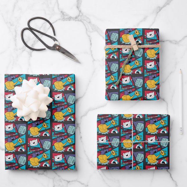 Adventure Time | Action Panel Graphic Wrapping Paper Sheet (Front)