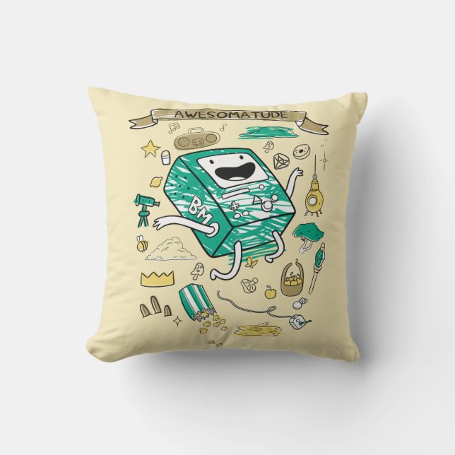 Adventure Time | "Awesomatude" BMO Sketch Cushion (Front)