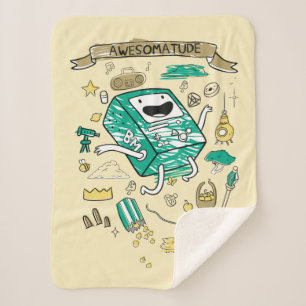 Adventure Time "Awesomatude" BMO Sketch Sherpa Blanket