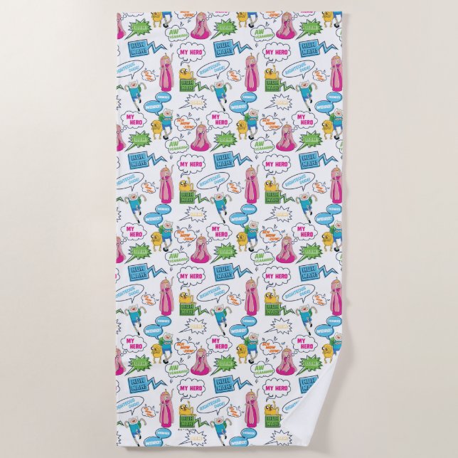 Adventure Time | Character Call-Out Pattern Beach Towel (Front)