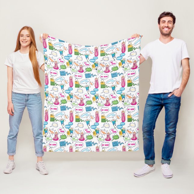 Adventure Time | Character Call-Out Pattern Fleece Blanket (In Situ)