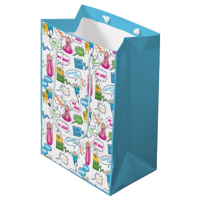 Adventure Time | Character Call-Out Pattern Medium Gift Bag (Front Angled)
