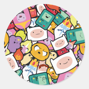 Adventure Time   Character Toss Pattern Classic Round Sticker