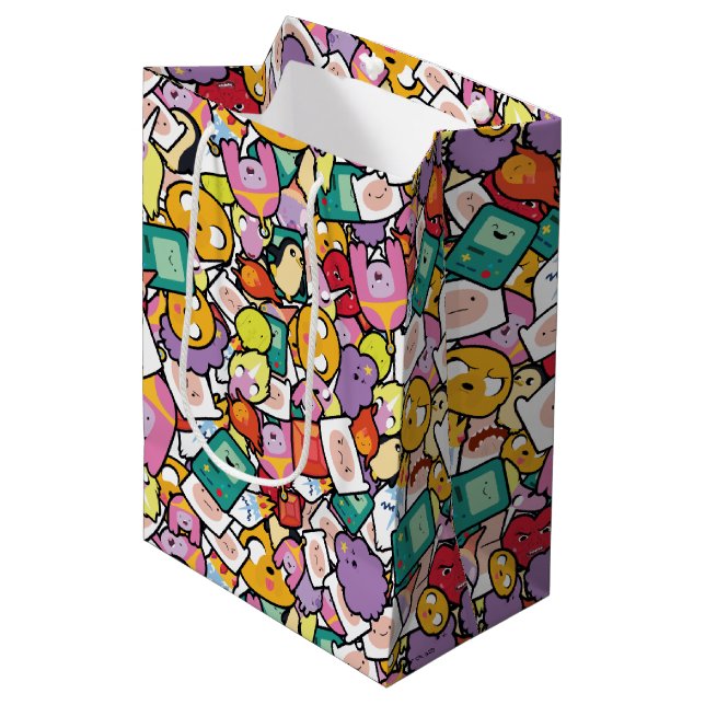 Adventure Time | Character Toss Pattern Medium Gift Bag (Front Angled)